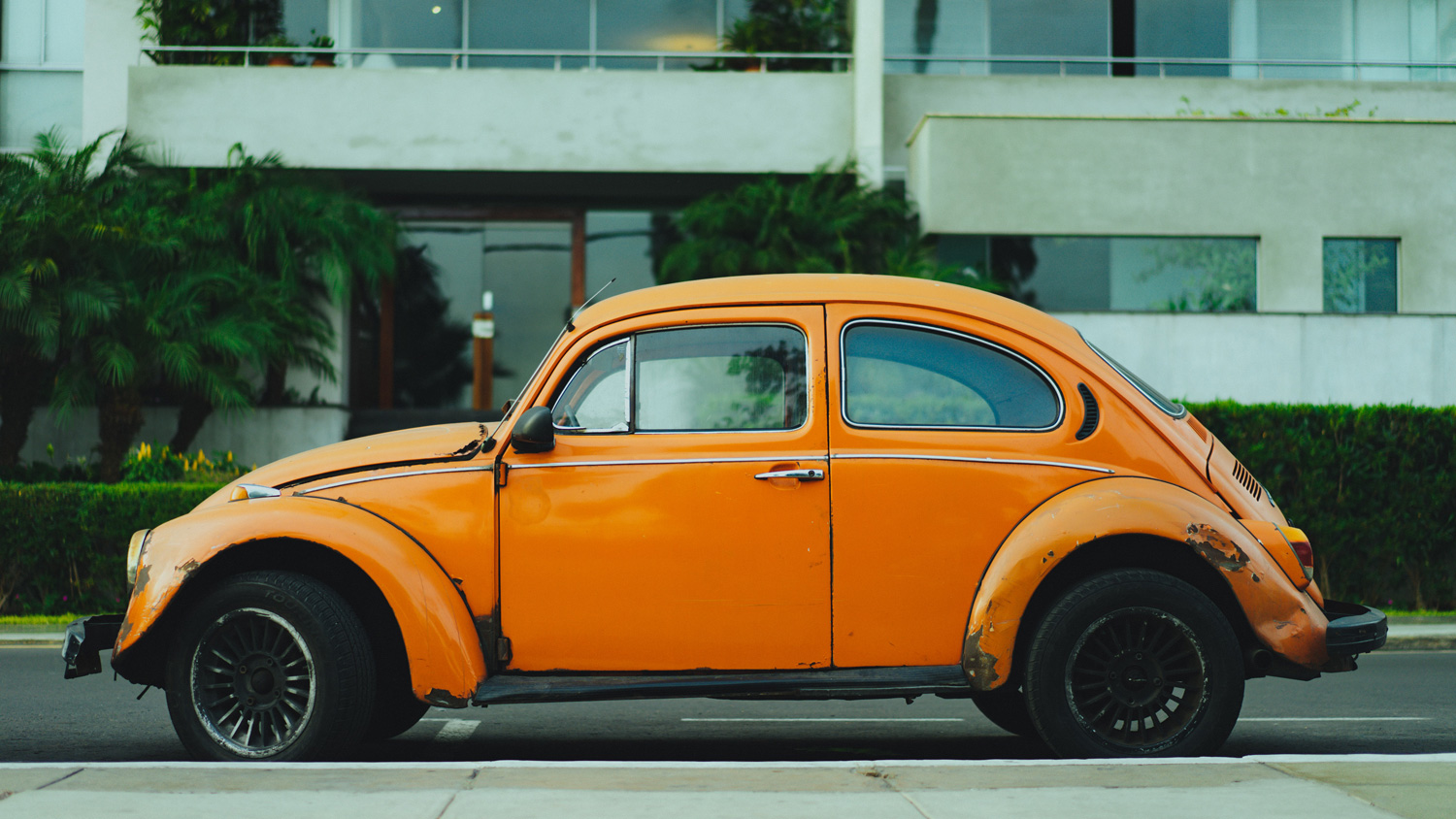 orange volkswagen bettle